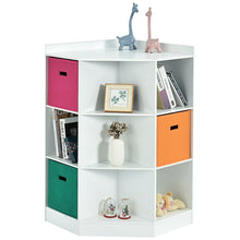 Load image into Gallery viewer, 3-Tier Kids Storage Shelf Corner Cabinet With 3 Baskets