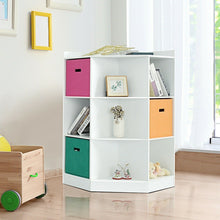Load image into Gallery viewer, 3-Tier Kids Storage Shelf Corner Cabinet With 3 Baskets