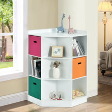 Load image into Gallery viewer, 3-Tier Kids Storage Shelf Corner Cabinet With 3 Baskets
