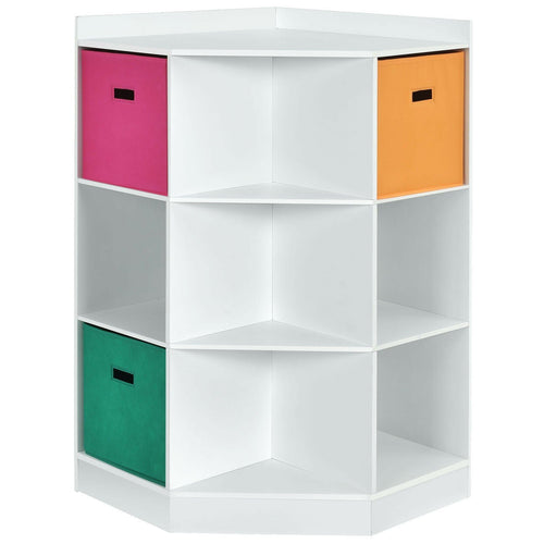 3-Tier Kids Storage Shelf Corner Cabinet With 3 Baskets