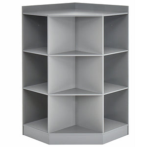 3-Tier Kids Storage Shelf Corner Cabinet With 3 Baskets (Gray)