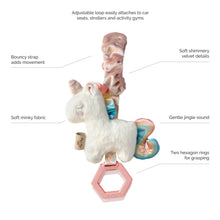 Load image into Gallery viewer, Ritzy Jingle™ Unicorn Attachable Travel Toy