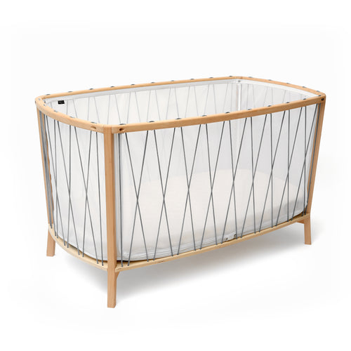 KIMI Baby Bed Black and White with Organic Mattress
