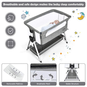 Adjustable Baby Bedside Crib With Large Storage