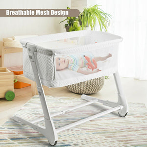 Baby Height Adjustable Bassinet W/ Washable Mattress