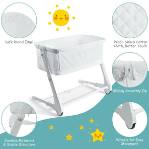 Baby Height Adjustable Bassinet W/ Washable Mattress