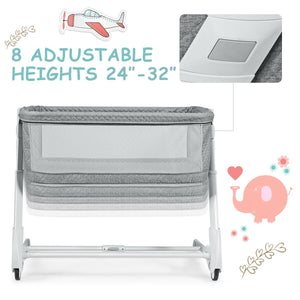 Baby Height Adjustable Bassinet W/ Washable Mattress