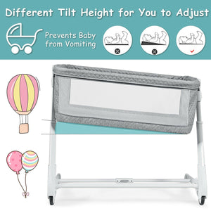 Baby Height Adjustable Bassinet W/ Washable Mattress
