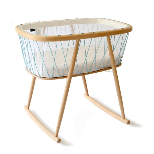 Baby Rocker - Charlie Crane KUMI Crib Mesh / Aqua Blue Bassinet With Mattress