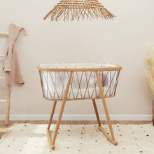 Load image into Gallery viewer, Baby Rocker - Charlie Crane KUMI Crib Mesh / Aqua Blue Bassinet With Mattress