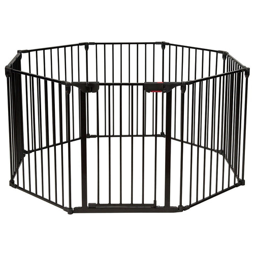 Black Adjustable Panel Baby Safe Metal Gate Play Yard