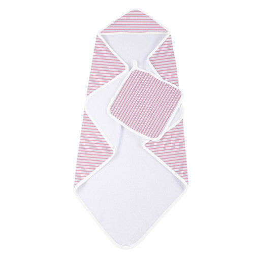 Candy Stripe Bamboo Hooded Towel And Washcloth Set