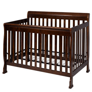 Coffee Pine Wood Baby Toddler Bed Convertible Crib
