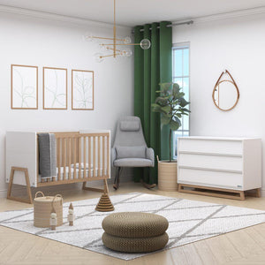 Domino 3-in-1 Convertible Crib- White + Natural