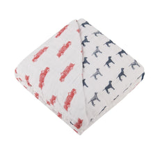 Load image into Gallery viewer, Fire Truck And Dalmatian Cotton Muslin Newcastle Blanket