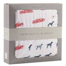Load image into Gallery viewer, Fire Truck And Dalmatian Cotton Muslin Newcastle Blanket