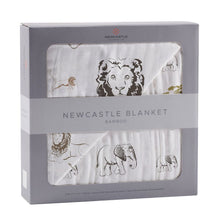 Load image into Gallery viewer, Hear Me Roar Lion And Rhinos And Elephants Bamboo Newcastle Blanket