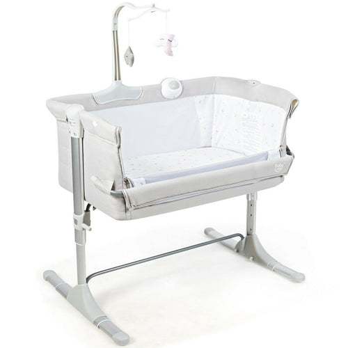 Height Adjustable Baby Side Crib With Music Box & Toys