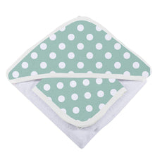 Load image into Gallery viewer, Jade Polka Dot Cotton Hooded Towel And Washcloth Set