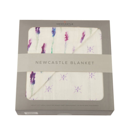 Lavender And Watercolor Star Bamboo Muslin Newcastle Blanket