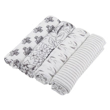 Load image into Gallery viewer, Monochrome Bamboo Muslin Swaddle 4PK