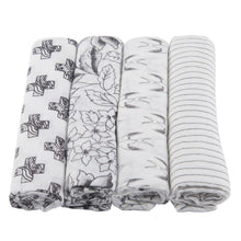 Load image into Gallery viewer, Monochrome Bamboo Muslin Swaddle 4PK