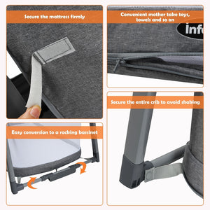 Multifunctional Portable Folding Crib With Washable Mattress