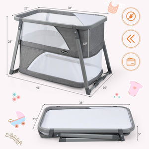Multifunctional Portable Folding Crib With Washable Mattress
