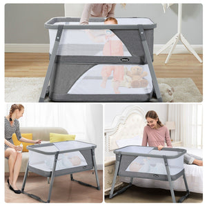 Multifunctional Portable Folding Crib With Washable Mattress
