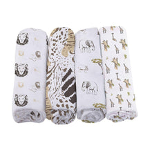 Load image into Gallery viewer, On The Savannah Bamboo Muslin Swaddle 4PK