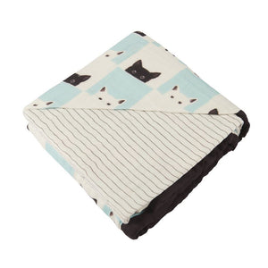 Peek-A-Boo Cats And Pencil Stripe Bamboo Muslin Newcastle Blanket