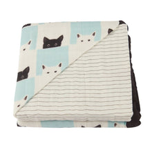 Load image into Gallery viewer, Peek-A-Boo Cats And Pencil Stripe Bamboo Muslin Newcastle Blanket
