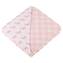 Load image into Gallery viewer, Pink Deer And Primrose Pink Plaid Cotton Muslin Newcastle Blanket