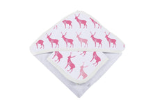 Load image into Gallery viewer, Pink Deer Cotton Hooded Towel And Washcloth Set