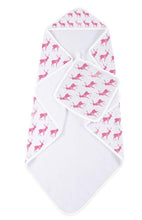 Load image into Gallery viewer, Pink Deer Cotton Hooded Towel And Washcloth Set