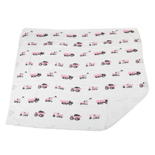 Load image into Gallery viewer, Pink Digger And White Bamboo Muslin Newcastle Blanket