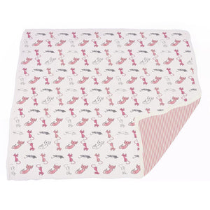 Playful Kitty And Candy Stripe Bamboo Muslin Newcastle Blanket
