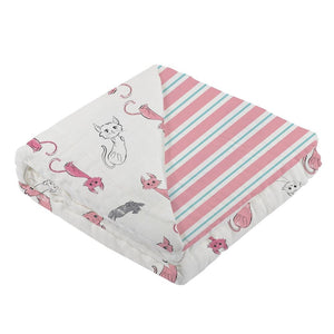 Playful Kitty And Candy Stripe Bamboo Muslin Newcastle Blanket