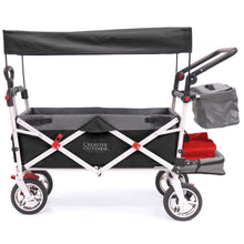 Load image into Gallery viewer, Push Pull Silver Series Plus Folding Wagon Stroller With Canopy- Black