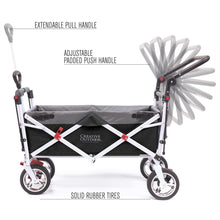 Load image into Gallery viewer, Push Pull Silver Series Plus Folding Wagon Stroller With Canopy- Black
