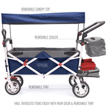Load image into Gallery viewer, Push Pull Silver Series Plus Folding Wagon Stroller With Canopy- Navy Blue