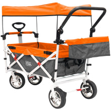 Load image into Gallery viewer, Push Pull Silver Series Plus Folding Wagon Stroller With Canopy- Orange