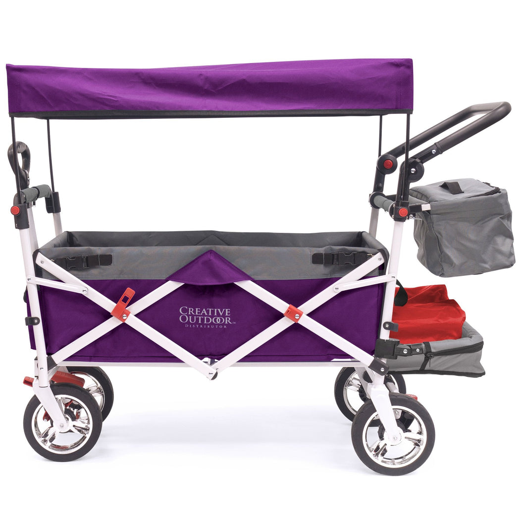 Push Pull Silver Series Plus Folding Wagon Stroller With Canopy- Purple
