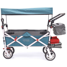 Load image into Gallery viewer, Push Pull Silver Series Plus Folding Wagon Stroller With Canopy- Teal