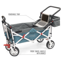Load image into Gallery viewer, Push Pull Silver Series Plus Folding Wagon Stroller With Canopy- Teal