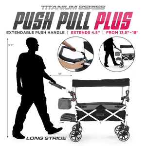 Push Pull Titanium Series Plus Folding Wagon Stroller With Canopy- Black