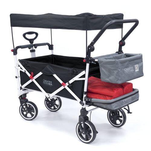Push Pull Titanium Series Plus Folding Wagon Stroller With Canopy- Black