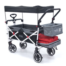 Load image into Gallery viewer, Push Pull Titanium Series Plus Folding Wagon Stroller With Canopy- Black