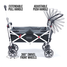 Load image into Gallery viewer, Push Pull Titanium Series Plus Folding Wagon Stroller With Canopy- Black