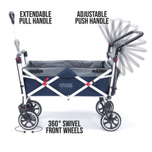 Load image into Gallery viewer, Push Pull Titanium Series Plus Folding Wagon Stroller With Canopy- Navy Blue